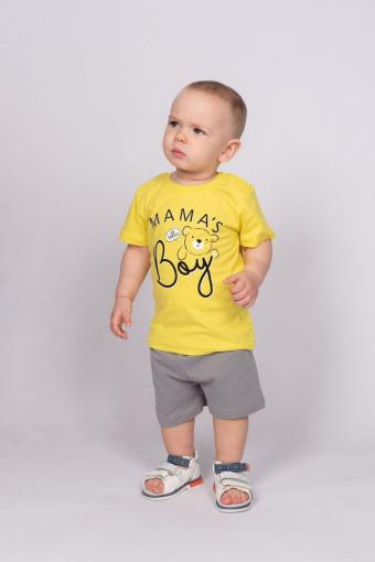 Комплект для мальчика (футболка_шорты) 42107 (М) (Желтый/серый) - Лазар-Текс