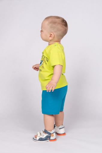 Комплект для мальчика (футболка_шорты) 42108 (м) (Салатовый/морской) (Фото 2)