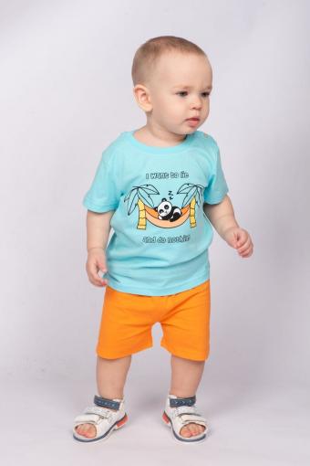 Комплект для мальчика (футболка_шорты) 42108 (м) (Яр.бирюзовый/оранжевый) - Лазар-Текс